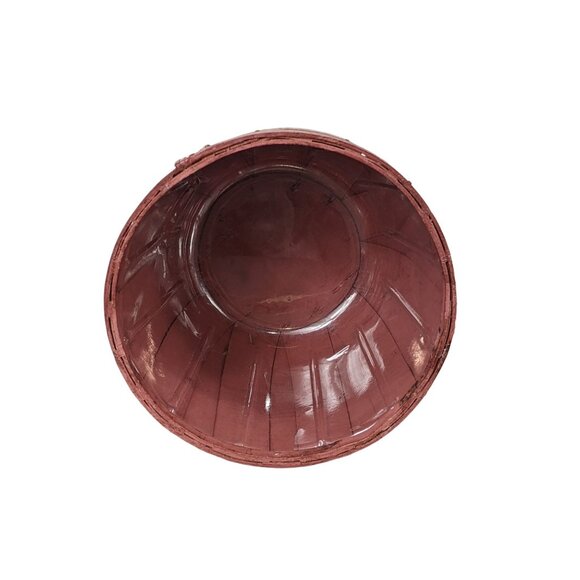 Rustic Red Wooden Basket With Sturdy Slats & Protective Coating - Picture 4 of 5